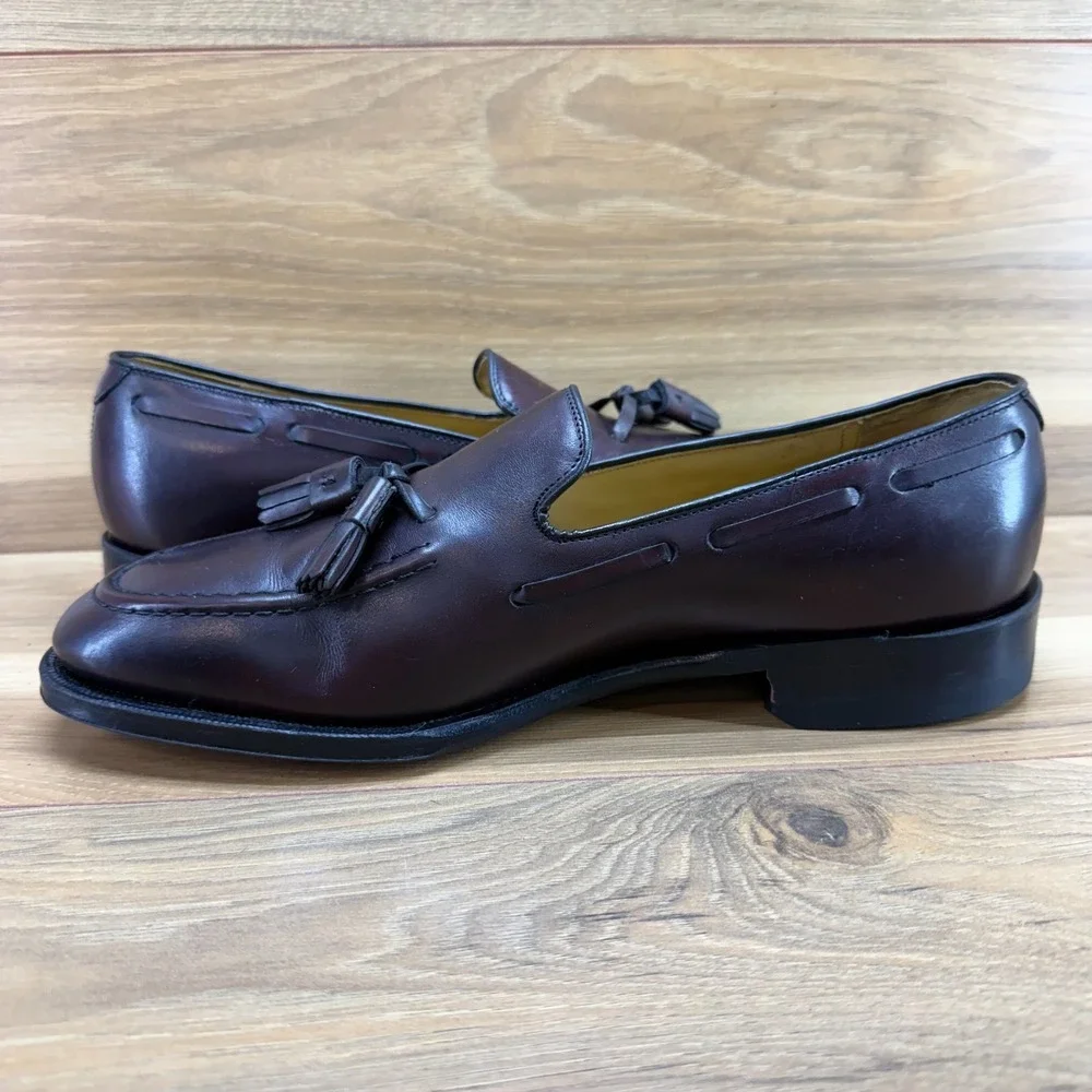 Johnston & Murphy Aristocraft Tassel Loafer Mens 9.5 D/B Burgundy Leather Dress